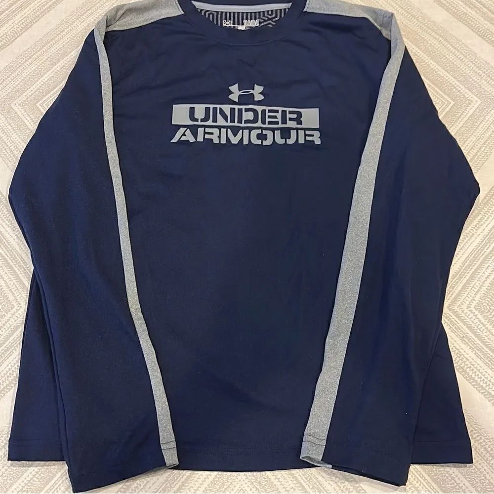 Under Armour Boys Navy & Grey Logo Long Sleeve Shirt